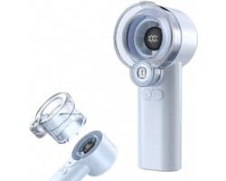 LISM-2-in-1 handventilator met sproeifunctie, draagbare waternevelventilator (oplaadbaar, met 5 snelheden en led-display), persoonlijke mini-koelventilator met afneembaar waterreservoir, zomercadeau Geschikt voor mannen en vrouwen - blauw