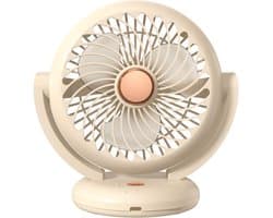 KZQ Kleine Oscillerende Tafelventilator Voor Slaapkamer - 23cm Stille Ventilator Met 3 Snelheden 4 Uur Timer En Herlaadbare Batterij - Voor Kantoor Studentenkamer En Thuis - Wit