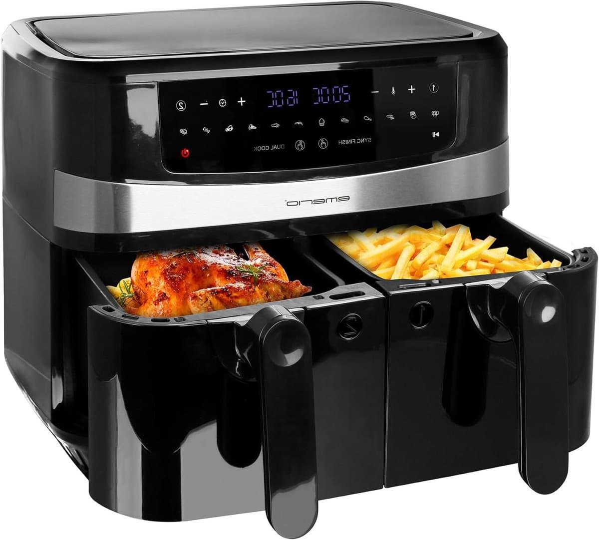 Dubbele Heteluchtfriteuse - Airfryer Frituur - Gezond Koken - Smart Finish Functie - 2x 45 Liter - Zwart — afbeelding 1