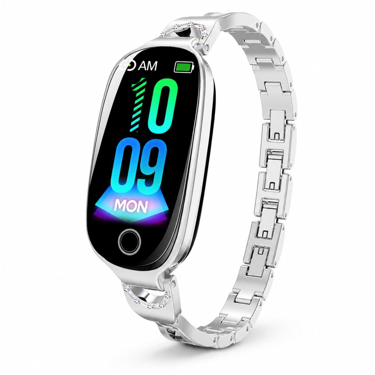 DrPhone EleganceX - Dames Smartwatch met RVS Band - Hartslag, SpO2, Temperatuur, Slaapmonitor en Notificaties – Zilver — afbeelding 1