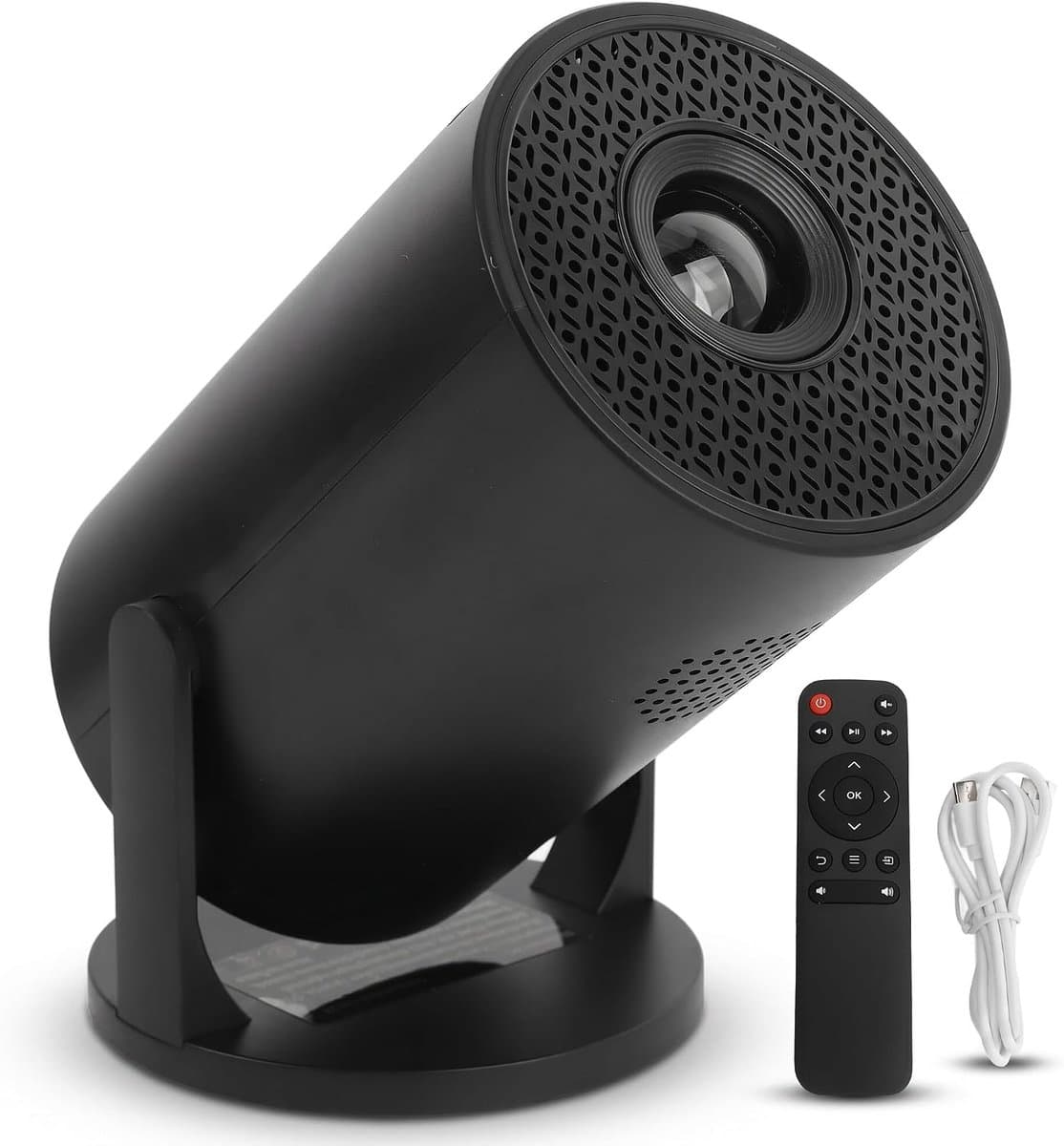 SnelShoppen - Draadloze Mini Projector 1080P met Bluetooth, 270° Verstelbaar voor Thuisbioscoop, Buiten, Laptop, Smartphone, TV Stick, 3.5mm Audio Jac — afbeelding 1