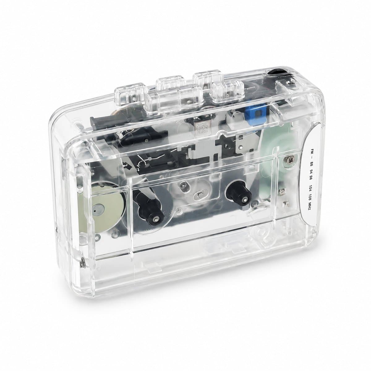 Retro Cassettespeler - 12x9x4cm - Draagbare Walkman met FM Radio & Opnamefunctie - Inclusief Oortjes - USB & Batterij Voeding - Ideaal Cadeau voor Muziekliefhebbers - transparant — afbeelding 1
