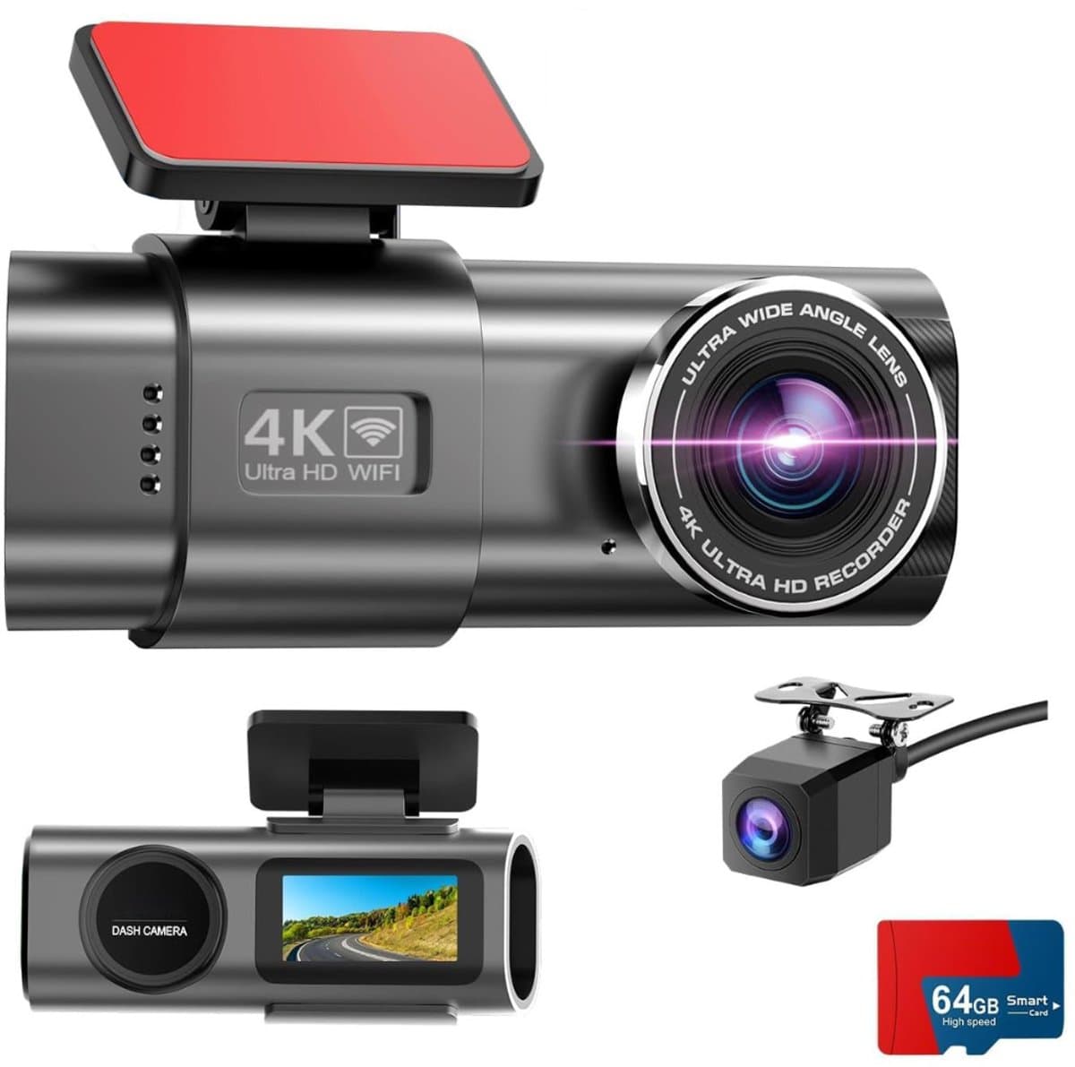 Zavio® Dashcam voor Auto - Auto Camera - Dashcam Voor en Achter Draadloos — afbeelding 1