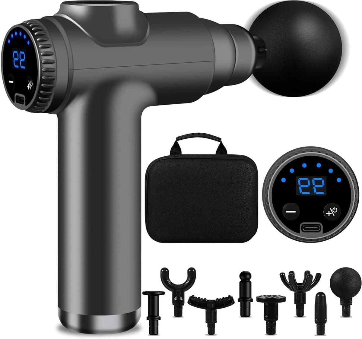 Mini Massage Gun - Spier Herstel - Spier Ontspanning - 99 Snelheden - 10 x 5 x 10 cm - Zwart — afbeelding 1