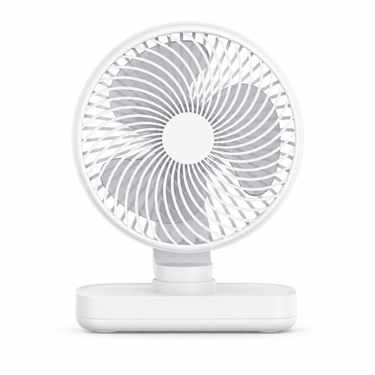 Tafelventilator Oplaadbaar – Stille Ventilator – 4 Snelheden – 90° Oscillatie – 4000 mAh - Wit — afbeelding 1