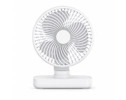 Tafelventilator Oplaadbaar – Stille Ventilator – 4 Snelheden – 90° Oscillatie – 4000 mAh - Wit