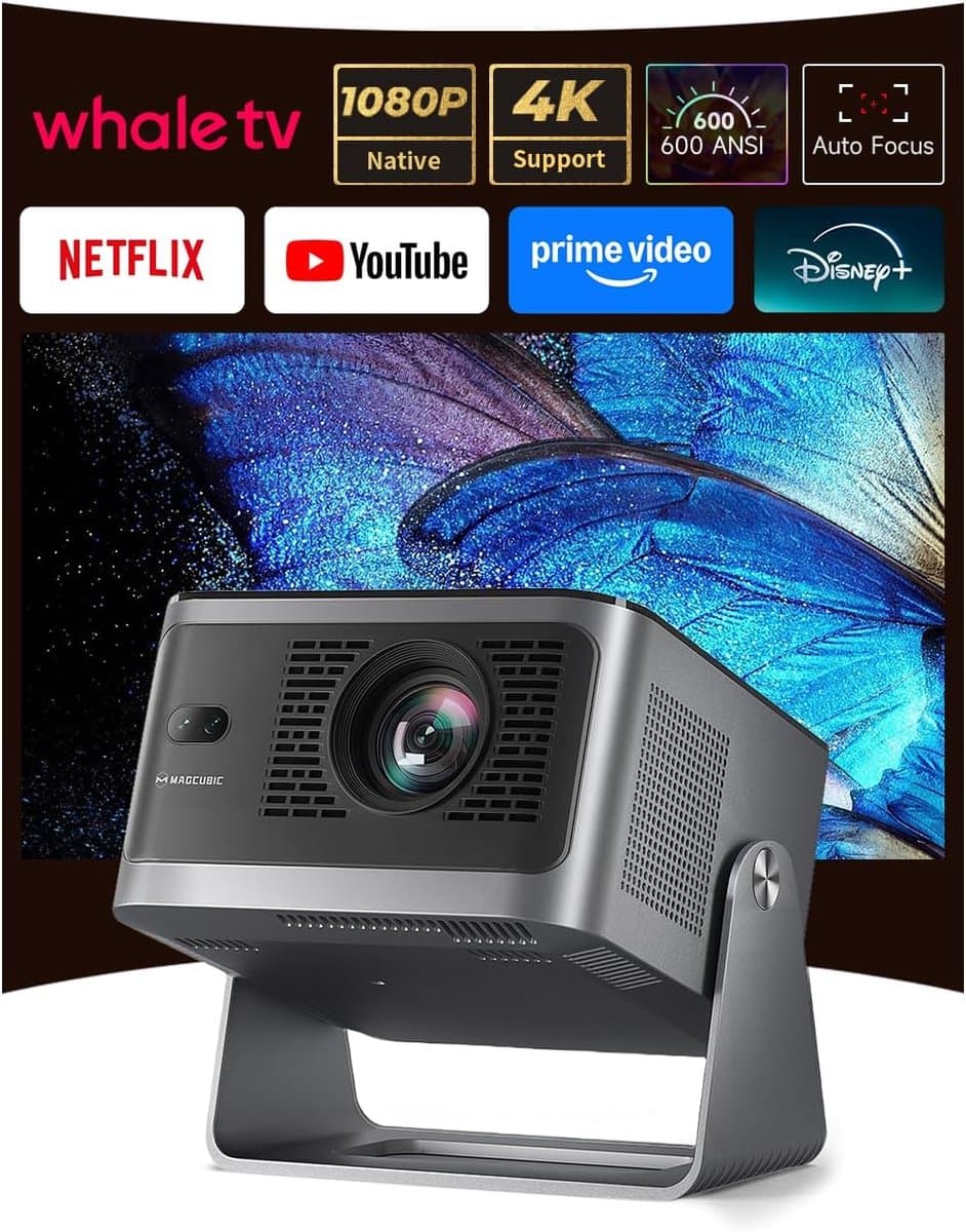 Beamer Full HD 1080p – 600 ANSI – Autofocus – Android 13 – WiFi & Bluetooth – 320° Draaibaar — afbeelding 1