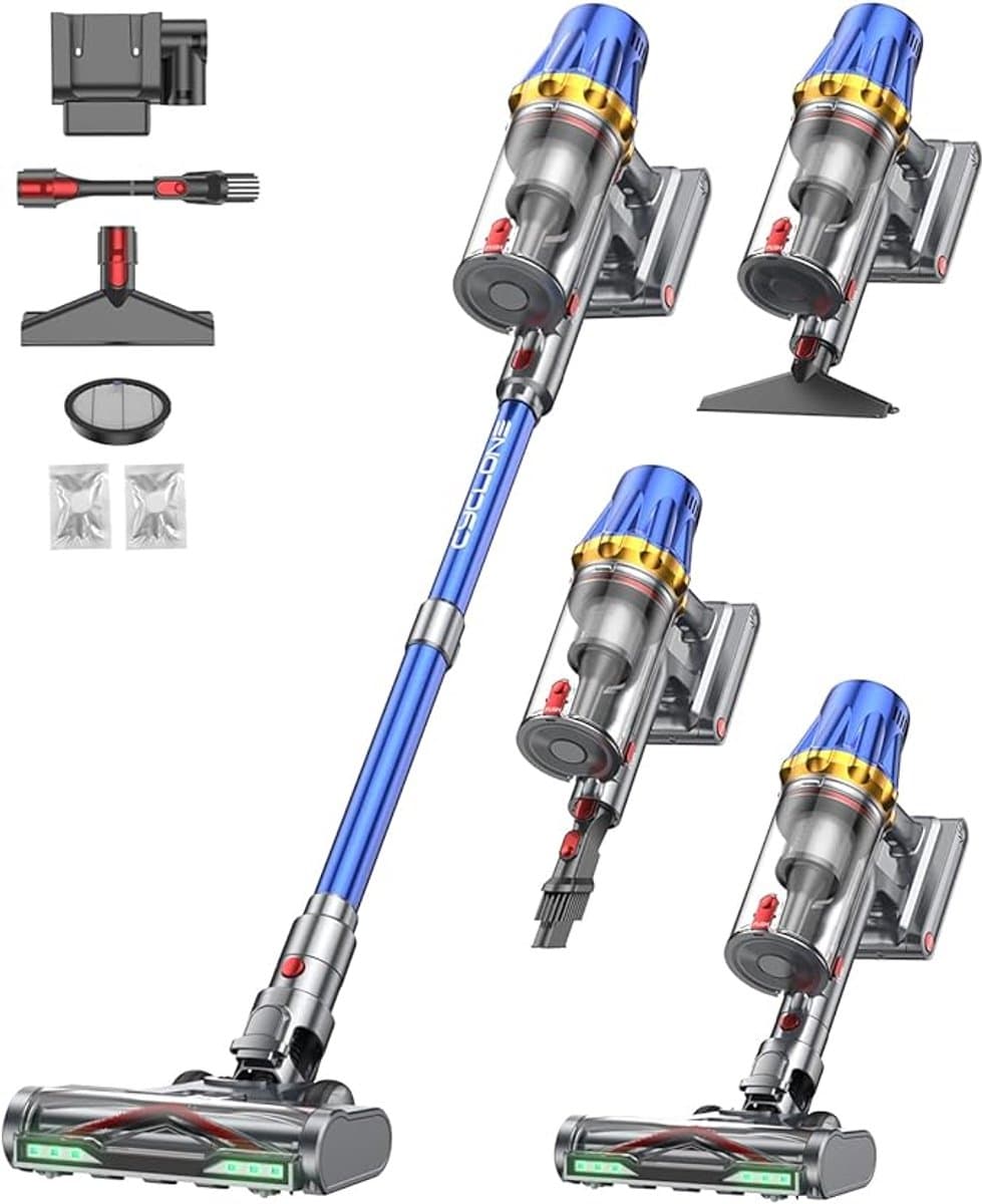 Accustofzuiger 58000Pa 650W – Draadloze Steelstofzuiger met LED-Touchscreen, Anti-Klit Vloerborstel, 6 Groene LED-Lampen, 80 min Gebruikstijd, Zelfstaand Design, 8-Laags HEPA-Filter, Ideaal voor Dierenharen & Tapijt/Harde Vloeren — afbeelding 1
