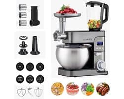 Krachtige 3-in-1 Keukenmachine met 2500W, 8,5L Kom, Vleesmolen en 7L Blender
