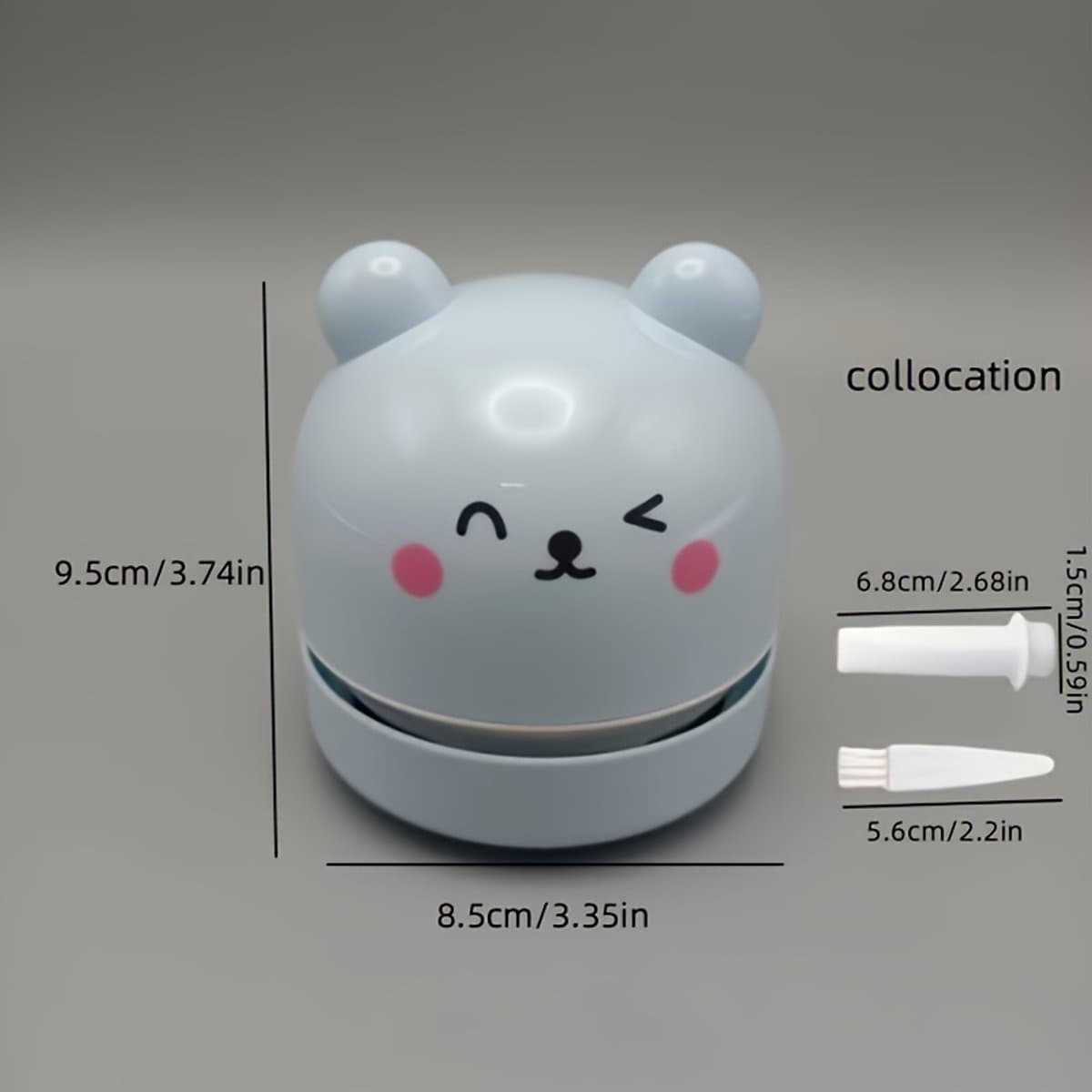 Bureaustofzuiger, USB-toetsenbordreiniger, draagbare potloodgum, gumrestenreiniger, sigarettenasreiniger, mini handstofzuiger - werkt op batterijen - gevoed door 2 AA-batterijen (batterijen en kabel niet inbegrepen) (Blauw) — afbeelding 1