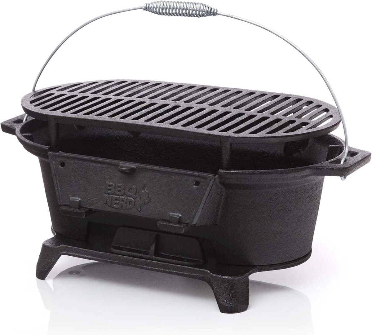 Mobiele Houtskoolgrill voor Tafel en Camping - Gietijzeren BBQ Grill voor 2-4 Personen — afbeelding 1
