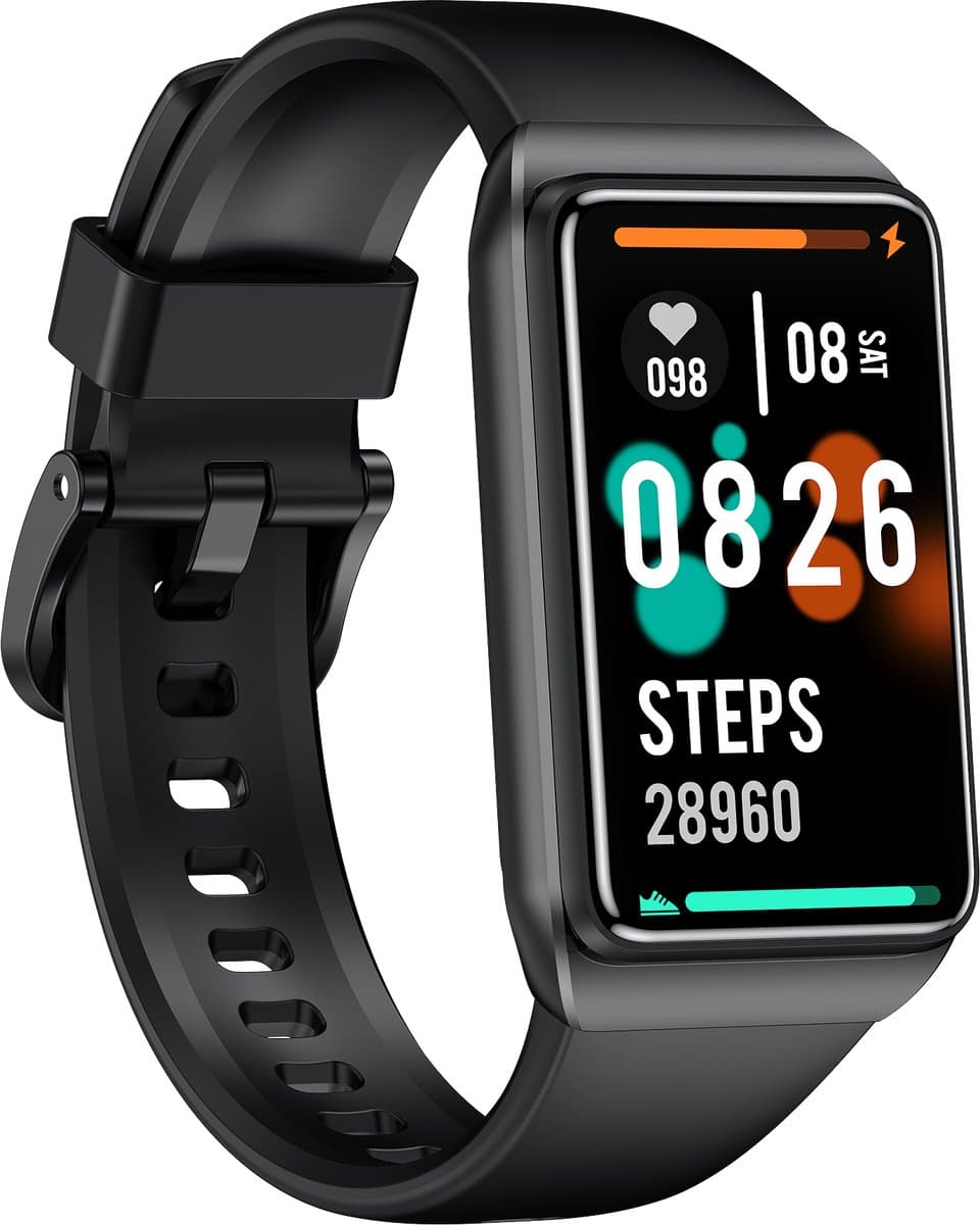 J&D supplies Stappenteller - Zwart - Temperatuurmeter - Activity Tracker - Hartslagmeter - Bloeddrukmeter - Smartwatch - Horloge - Heren - Dames — afbeelding 1