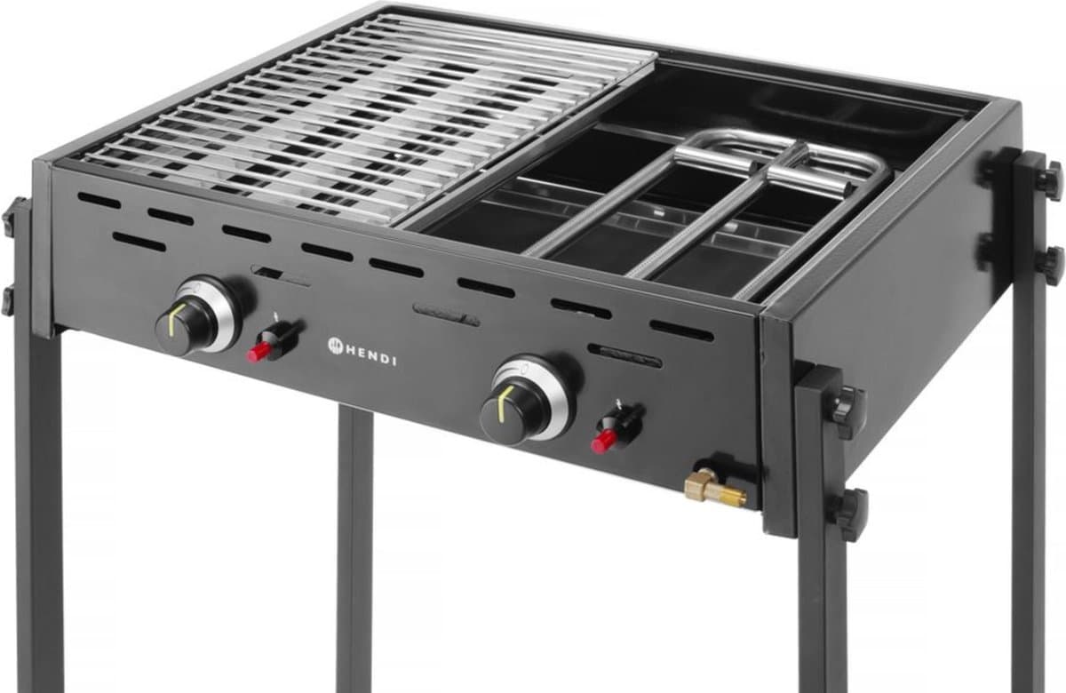 HENDI Roast-Master Pro gasgrill – dubbele branders – zwart – 11,6kW – 790x560x900 mm — afbeelding 1