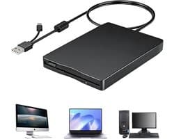 Extern Diskettestation - FDD Lezer - Oude Data Lezen - Plug and Play - 35 inch - Zwart