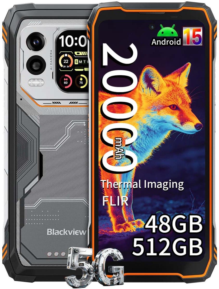 Blackview XPLORE 1 Pro Robuuste Smartphone 5G - 48GB RAM - 512GB ROM - 20000mAh 55W - 6,78 inch 120Hz - IP68/IP69K Robuuste Telefoon - 64MP+50MP Camera - Warmtebeeldcamera - Android 15 - NFC GPS - Oranje — afbeelding 1