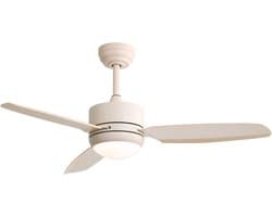 Plafondventilator Met Lamp - 3 ABS Bladen - Ø 46 inch - Dimbare lamp met 3 lichtstanden - 6 standen voor de windkracht - Met Afstandsbediening - LED's Light - Crèmewit