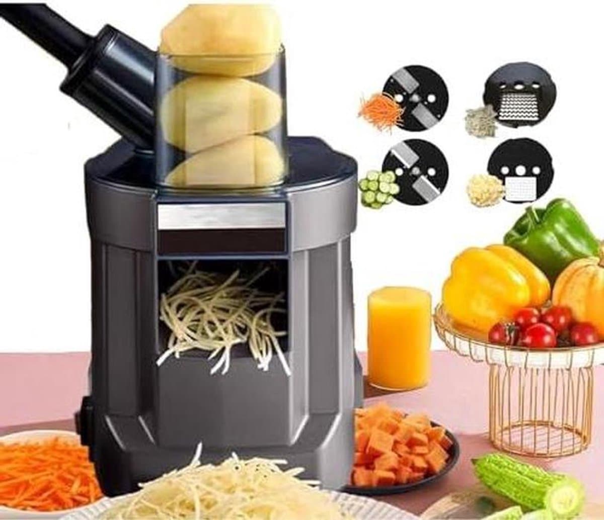 Elektrische Groentesnijder - Keukenmachine Hakker - Snel Groenten Snijden - 4-in-1 Functie - 100W Motor - Zwart — afbeelding 1