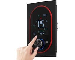 Intelligente thermostaat voor de thermostaat AC thuis met digitaal touchscreen VA en verstelbare knop 5 + 1 + 1 handleiding voor wekelijkse programmering, automatische vakantietijd (zwart)