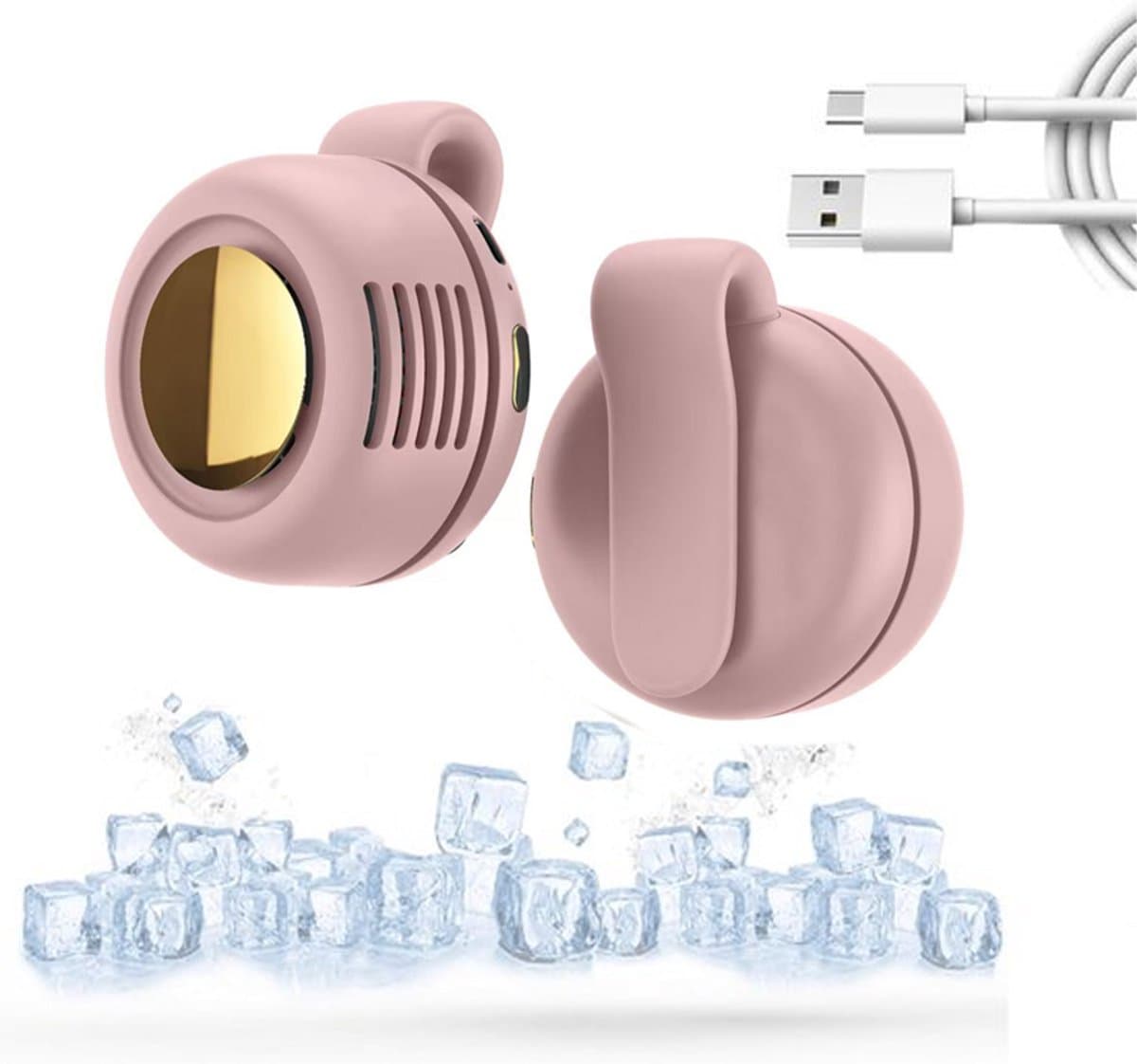 Mini Ventilator - Clip-On Ventilator - Oplaadbare USB Ventilator - Portable Clip Fan - Nekventilator - USB Oplaadbare Stille Bladeless Ventilatoren - Verstelbare - Geschikt Voor Buiten, Op Reis En Op Kantoor - Roze — afbeelding 1