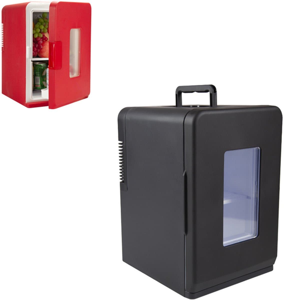 KZQ Mini koelkast 15 liter 2-in-1 minibar koel en warm AC/DC 230V/12V draagbaar zwart zwarte glazen deur voor auto kantoor camping thuis eten drinken — afbeelding 1