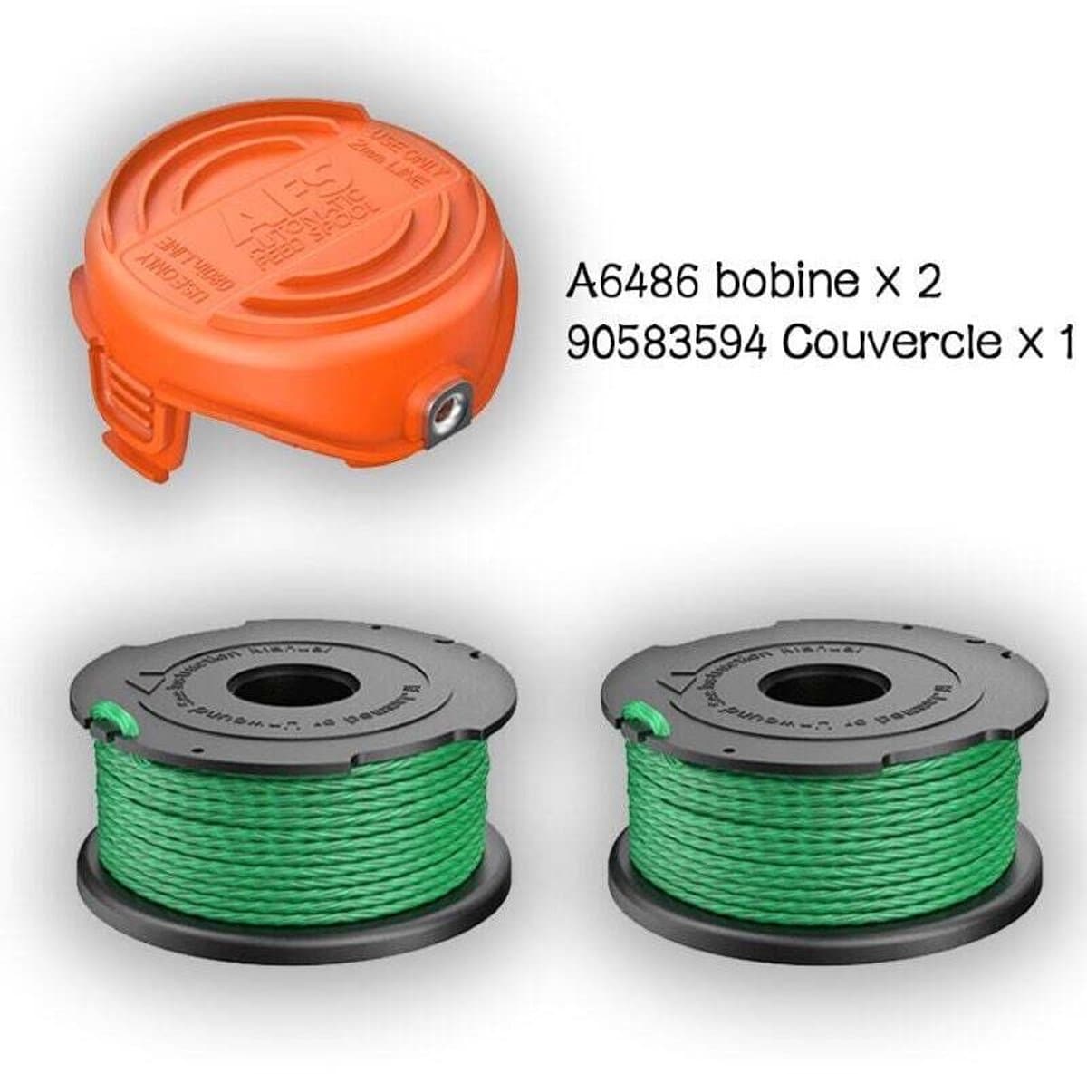 Twee groene grasmaaierspoelen met doppen, Geschikt voor GL7033, GL8033, GL9035, A6482 — afbeelding 1