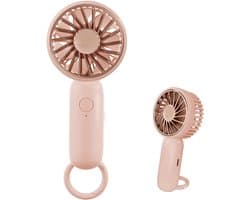 Mini handventilator, tafelventilator met haak, lichtgewicht USB-ventilator, oplaadbaar, geschikt voor binnen- en buitengebruik (roze).