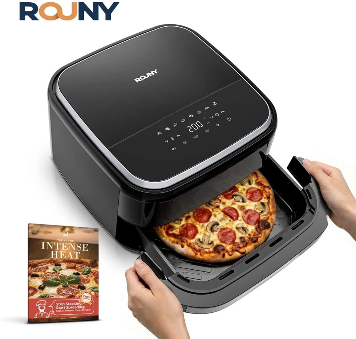 Allero Heteluchtfriteuse - Airfryer - Pizzaoven - Hetelucht Friteuses - 11-in-1 - 12inch - 2200W - 4,2 Liter - Zwart - Mand 30cm — afbeelding 1