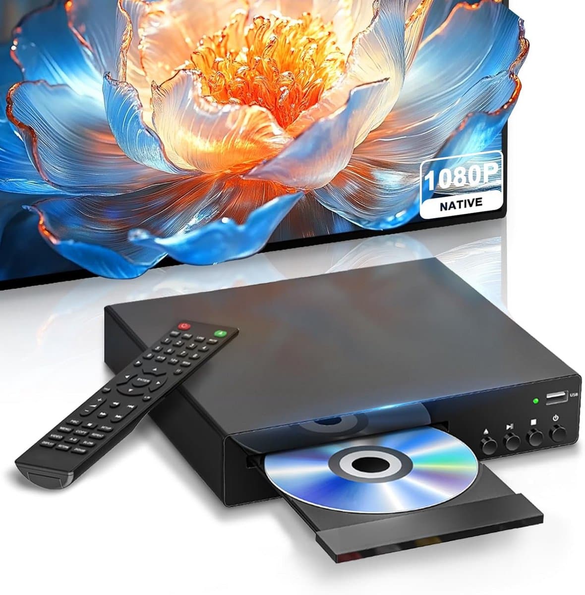 DVD Speler met HDMI - Blu Ray Spelers - Externe DVVD Speler -Zwart - Afstandsbediening — afbeelding 1