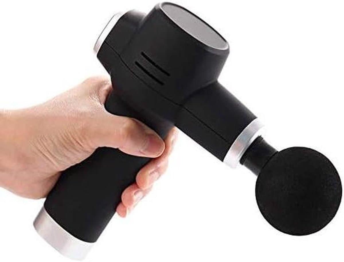 Mini Massage Gun - Hand Massager Elektrisch - Spierherstel - 4 Massagekoppen - 390g - Zwart — afbeelding 1