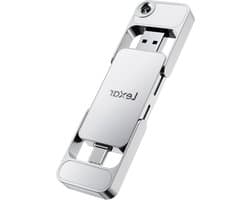 Draagbare SSD - Externe Opslag - Bestanden Overzetten - Dubbele USB Connectoren - 512 GB - Zilver