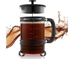 VEVOR French Press Koffiezetapparaat, 1 Liter Koffiepers van Borosilicaatglas, Theezetapparaat met Roestvrijstalen Filter, Koffiezetapparaat voor Kamperen, Reizen, Keuken, Restaurant, Koffiezetapparaat Zwart