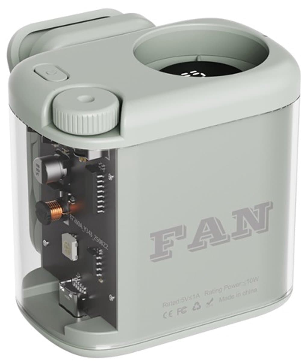 Tailleventilator - Draagbare Ventilator - 100 Snelheden - Digitaal Display - 1800 mAh - Bladloos - Met Transparante Clip - 6-8 Uur - Lichtgroen — afbeelding 1