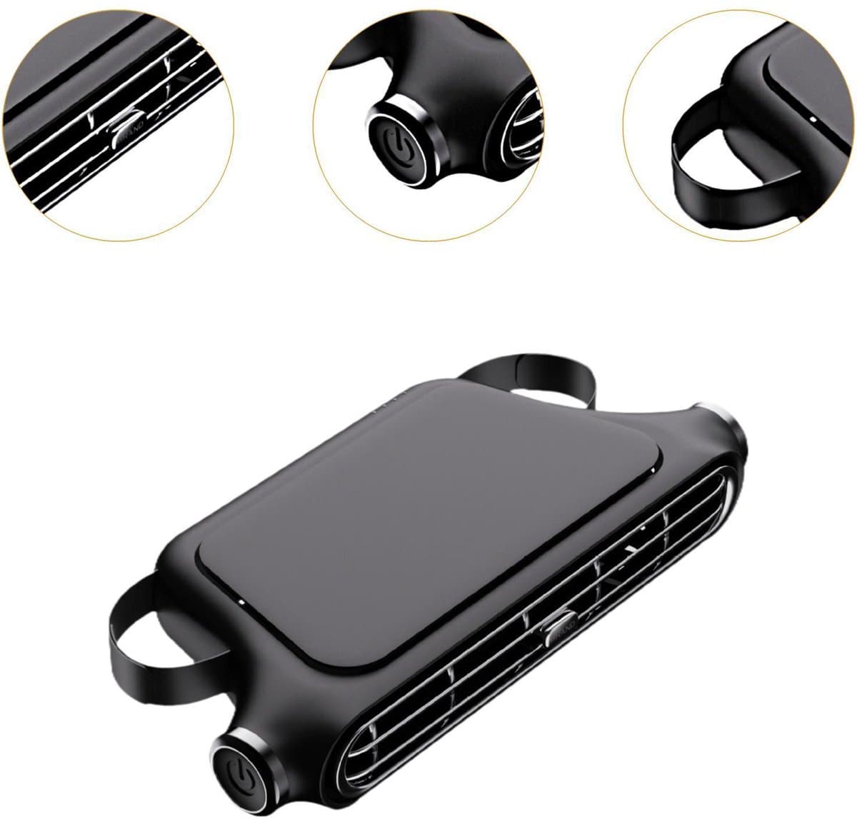 Nek Ventilator - Auto Hoofdsteun Ventilator - Autoventilator Achterbank - USB Type-C - 3 Snelheden - Bladloos - Met Klittenband Bevestiging - 18 x 9 x 3,7 cm - Zwart — afbeelding 1