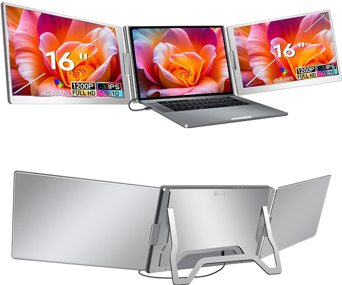 Techdecor S900 Laptop Screen Extender – 16 Inch IPS Portable Monitor – Dual Screen Laptop – 1920×1200 – USB-C Plug & Play — afbeelding 1