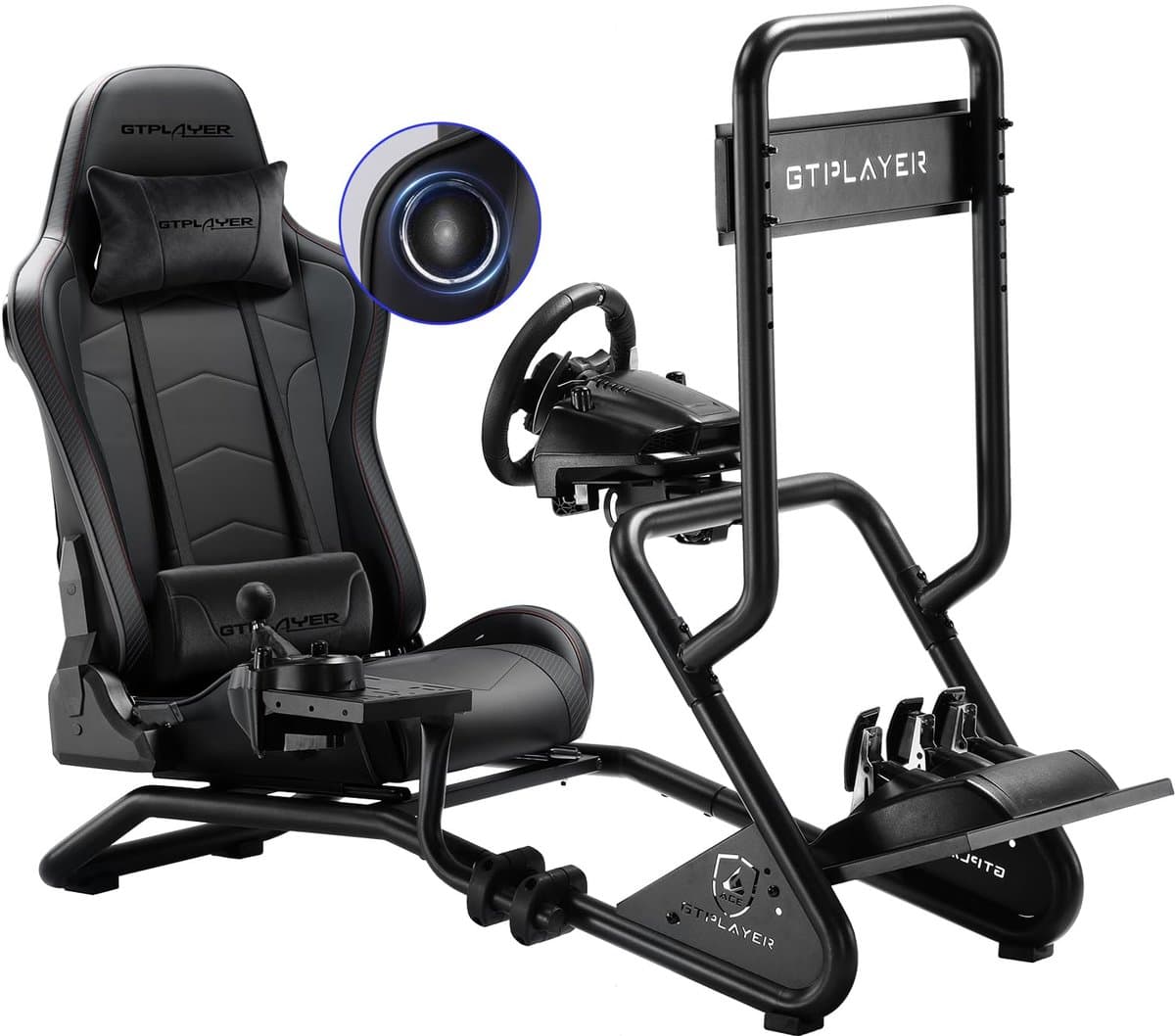 GTPLAYER - Simulator Cockpit - Met 3D Luidsprekers en Monitorhouder - Zwart — afbeelding 1