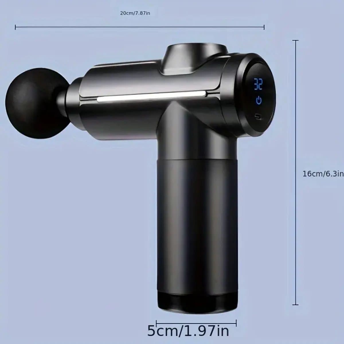 De spiermassage gun is een stille deep tissue impact massager, speciaal ontworpen voor sporters. Hij is uitgerust met 32 snelheidsinstellingen, 8 massagekoppen, een lcd-touchscreen en een handzaam ontwerp. — afbeelding 1