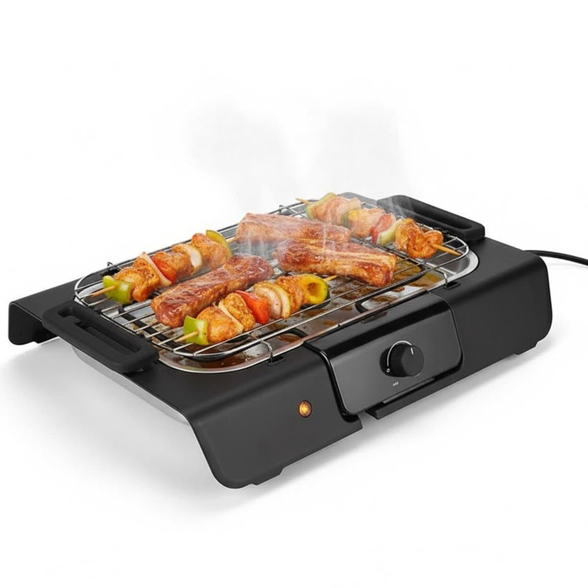 Lomera Elektrische BBQ - Elektrische Barbecue - Tafel Barbecue - Grillplaat - Afneembaar Grillrooster - RVS en Kunststof - Metalen Waterreservoir - Regelbare Thermostaat - Veiligheidsvergrendeling - Indicatielampje — afbeelding 1