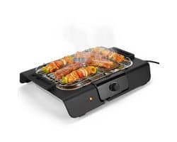 Lomera Elektrische BBQ - Elektrische Barbecue - Tafel Barbecue - Grillplaat - Afneembaar Grillrooster - RVS en Kunststof - Metalen Waterreservoir - Regelbare Thermostaat - Veiligheidsvergrendeling - Indicatielampje