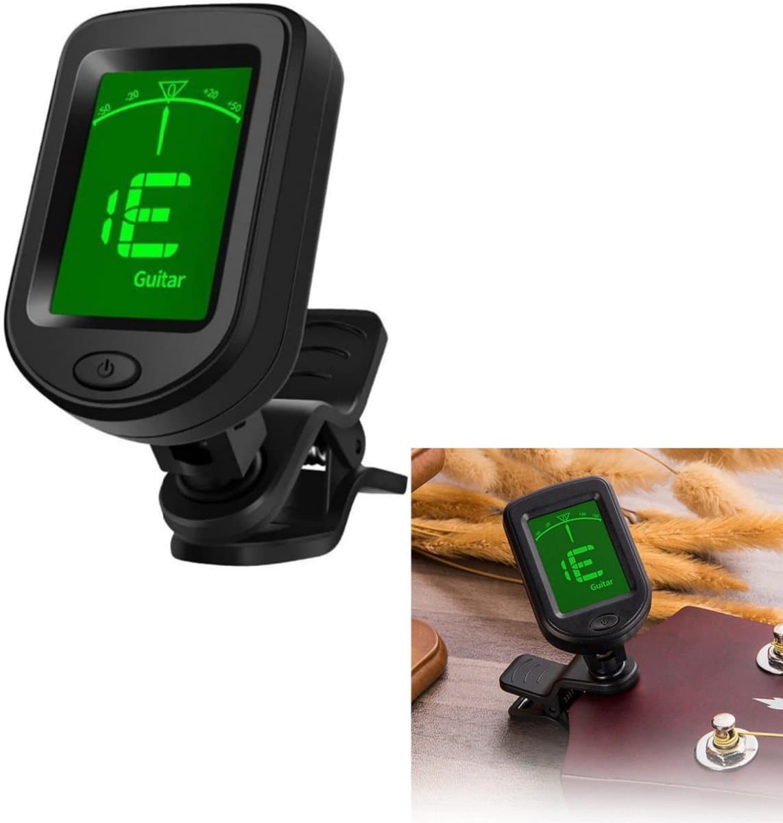 1 stuk - Gitaarstemmer - Stemmer - Clip-On-stemmer - Elektrische gitaarstemmer - Digitale tuner - Gebruiksgemak - Zwart - Geschikt voor gitaar, bas, viool, ukelele — afbeelding 1