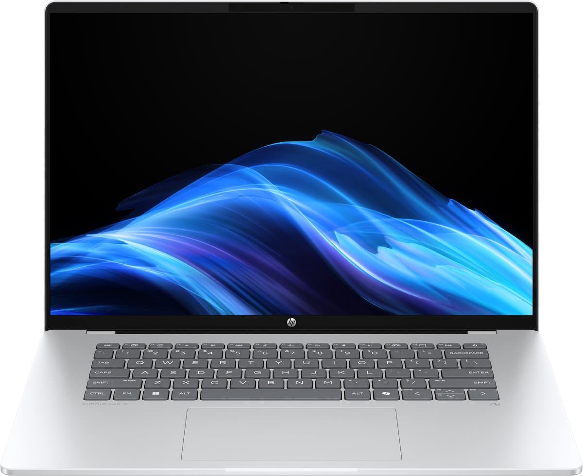 HP OmniBook 5 NGAI 16-bf0900nd Copilot+ PC Snapdragon X1-26-100 Laptop 40,6 cm (16") 2K 16 GB LPDDR5x-SDRAM 512 GB SSD Wi-Fi 6E (802.11ax) Windows 11 Home Zilver QWERTY — afbeelding 1