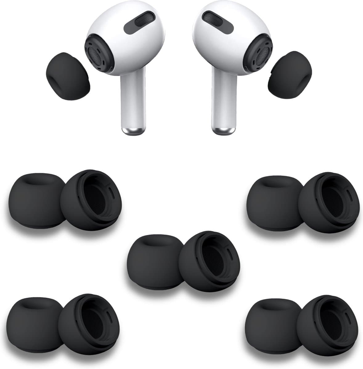 Oordopjes geschikt voor Apple Airpods Pro - Airpods Pro tips - Airpods Pro vervanging tips - 5 paar oordopjes geschikt voor Airpods Pro - Small / Zwart — afbeelding 1