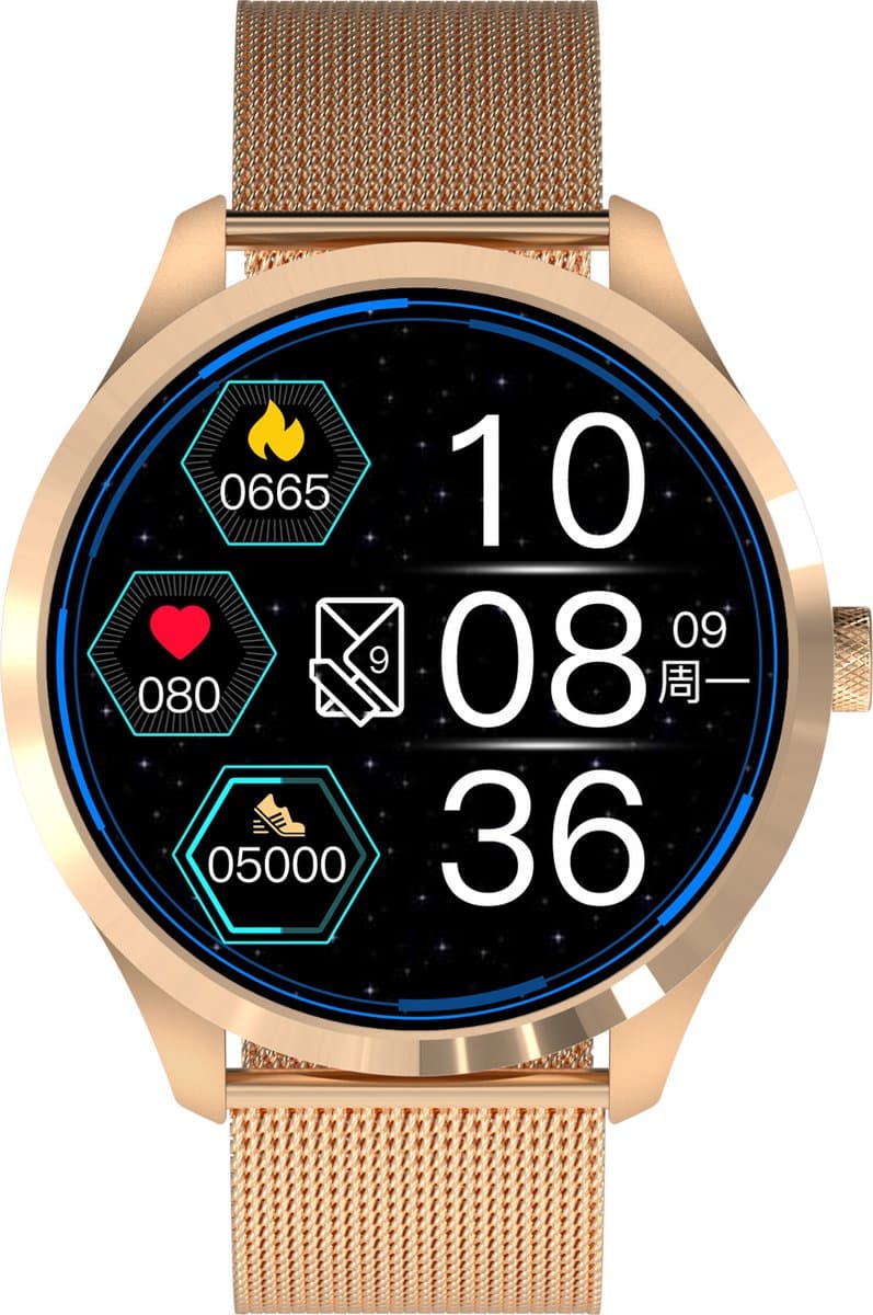Belesy® Y2 Pro 2022 - Smartwatch Dames - Smartwatch Heren - Android - IOS - Horloge - 1.28 inch - Kleurenscherm - Stappenteller - Bloeddruk - Hartslag - 75+ Wijzerplaten - Sporten - Staal - Goud - Moederdag — afbeelding 1