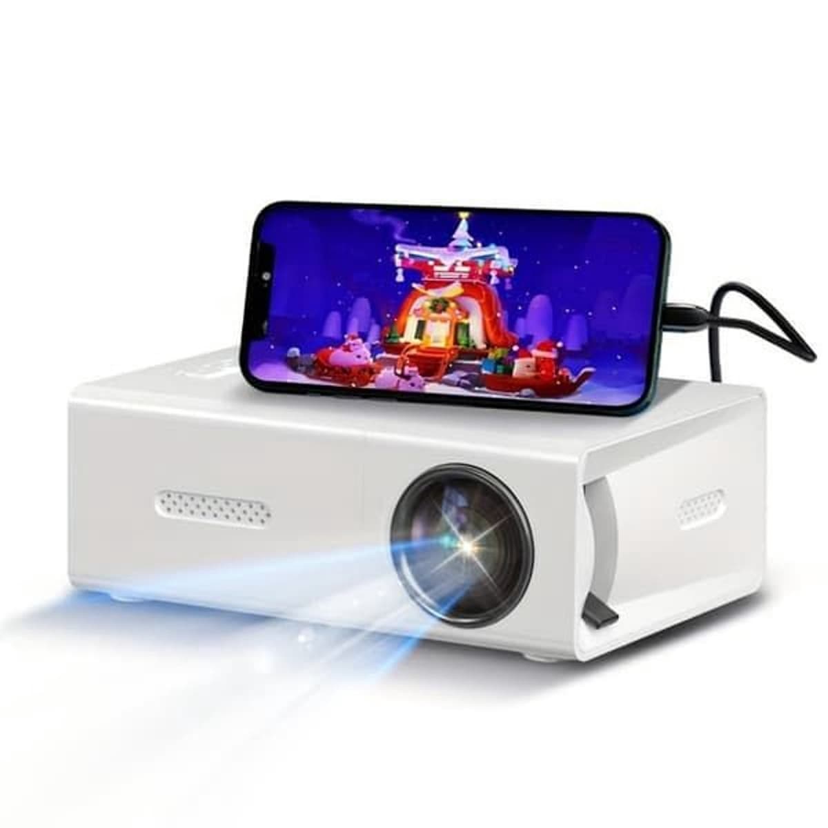 Mini Projector Draagbaar - Full HD 1080P - Beeld tot 60 Inch (150 cm) - Ingebouwde Stereo Speakers - Voor Thuis, Buiten en Presentaties — afbeelding 1