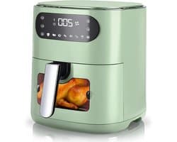 Heteluchtfriteuse - Airfryer Frituurpan - Gezond Koken - Kijkvenster Controle - 6 Liter - Groen