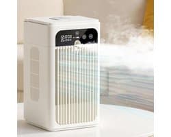 Draagbare verdampingsluchtkoeler, tafelmodel ventilator met nevelkoeling, waterkoeling en ijskoeling, geluidsarm, lichtgewicht persoonlijk koelapparaat, geschikt voor binnen- en buitengebruik, ideaal voor slaapkamers, kantoren en kamperen (wit).
