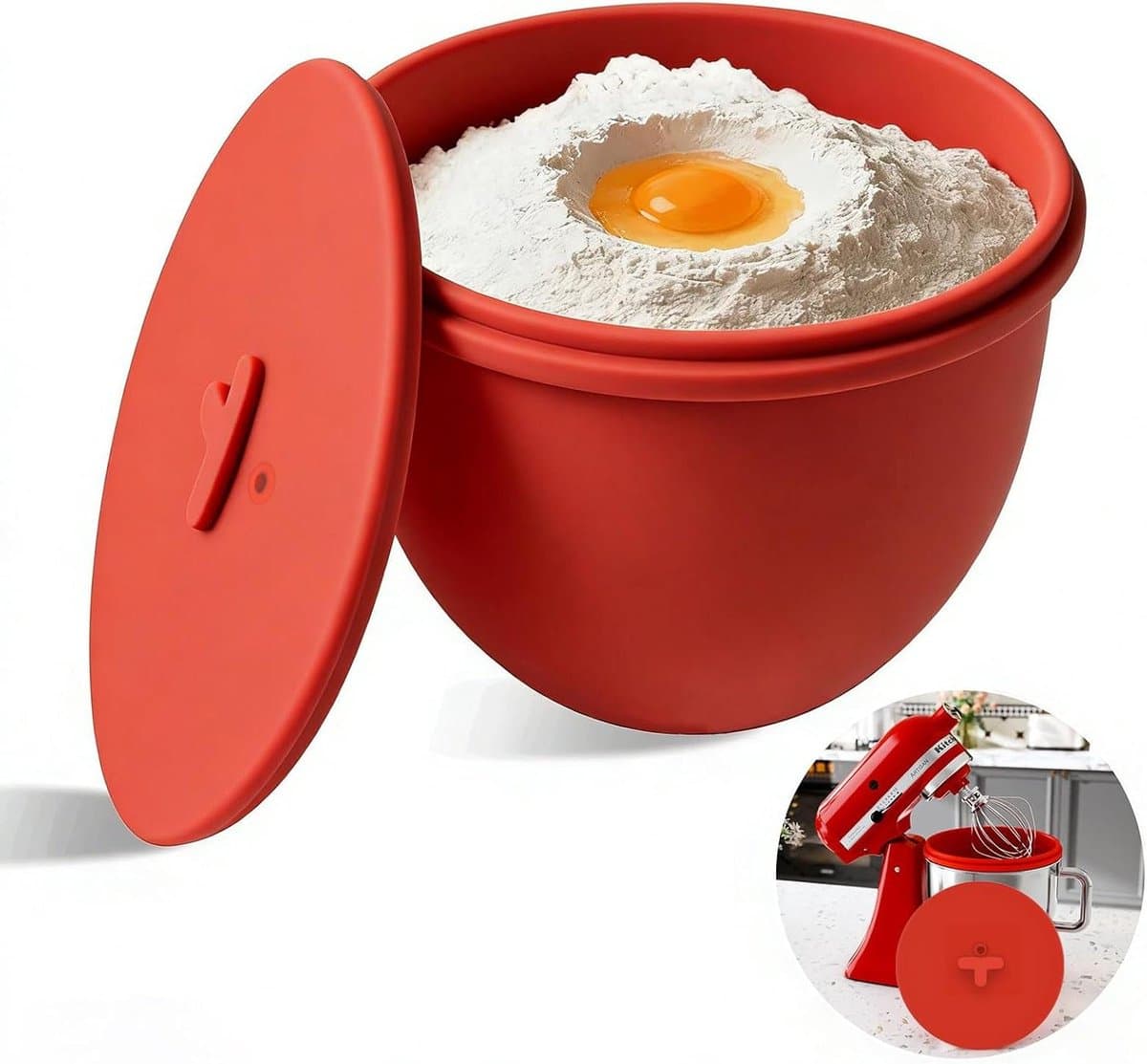 Siliconen Mengkom Inzetstuk - Kom Liner - Keuken Organisatie - Antiaanbaklaag - 4.8 Liter - Rood — afbeelding 1