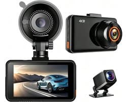 Dashcam voor auto - Zwart - 1 x 1 x 1 cm - 4K + 1080p Camera met Wifi en 360° Groothoek - Voor Personenauto