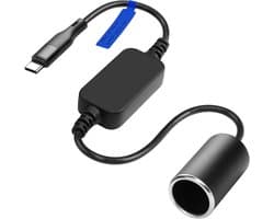SnelShoppen - USB-C naar 12V Sigarettenaansteker Adapter, 30cm Krachtige Oplaadkabel voor Dashcam, GPS, LED Verlichting en Auto Elektronica - 18W Max