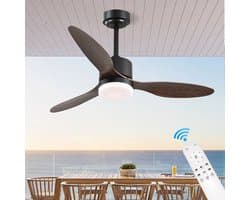 HomeGoodies - Plafondventilator - Ventilator - Plafondventilator met Verlichting - Afstandsbediening - 6 Snelheden - 132 cm