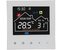 Slimme Thermostaat - Programmeerbare Thermostaat - Energie Besparen - Touchscreen Bediening - 86 x 86 mm - Wit